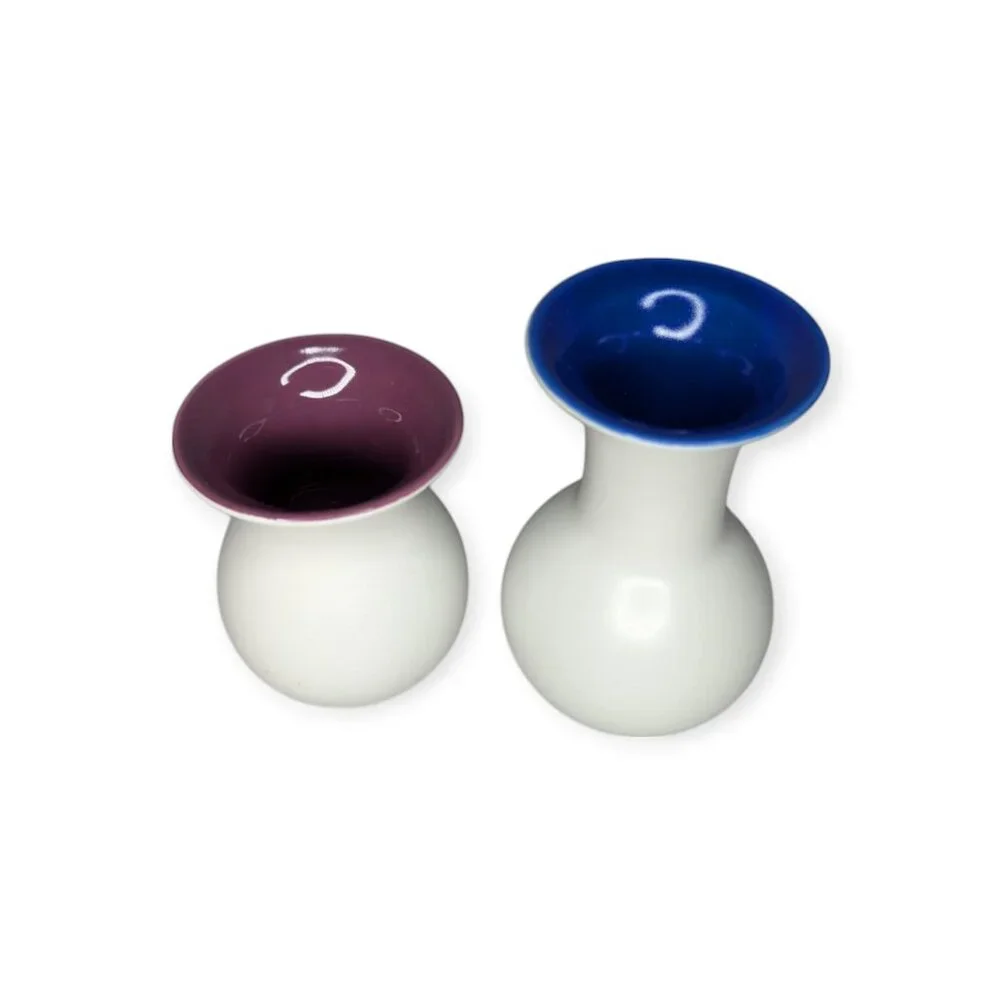 Crate&Barrel Toni Vase Blue Medium & Toni Bud Vase Berry
